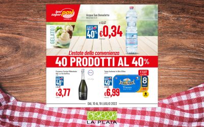 40 PRODOTTI AL 40% – La promozione sarà valida fino al 19 Luglio 2023